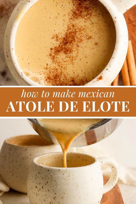 Atole Recipe Mexican, Mexican Holiday Recipes, Mexican Atole Recipe, Mexican Atole, Cheese Flan Recipe, Mexican Beverages, Mexican Tea, Guatemala Food, Atole Recipe