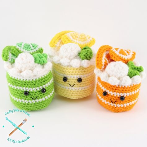 Crochet Lemonade, Seafood Boil Party Decorations, Lemon Meringue Cake, Pastel Rainbow Cake, Key Lime Cake, Lemonade Stands, Amigurumi Projects, Cake Orange, Crochet Cake