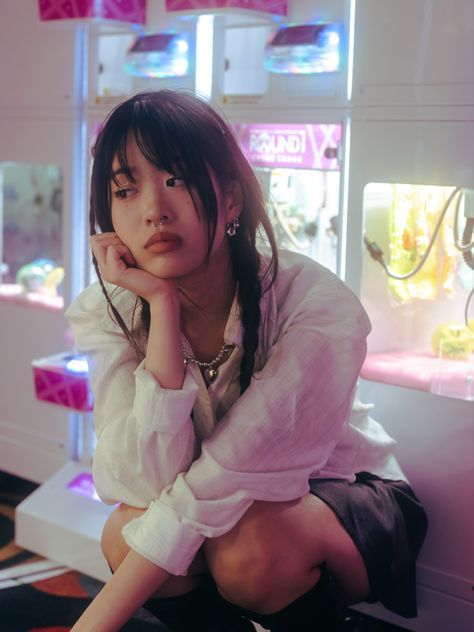 Japanese Photoshoot Model, Japanese Aesthetic Photoshoot, 80s Arcade Photoshoot, Anime Inspired Photoshoot, Arcade Photoshoot Aesthetic, Late Night Vibes Aesthetic, Spiritual Photoshoot, Anime Photoshoot, Night Vibes Aesthetic