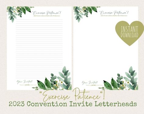 DebsHeArtStudio - Etsy Australia Exercise Patience Jw Letter, Jw Convention Invitation Letter 2023, Exercise Patience Jw, Exercise Patience, Jw Letter Writing, Letter Writing Template, Jw Convention, Letter Stationery, Writing Template