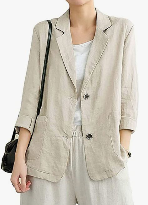 90% Cotton, 10% Linen Imported Cotton,Linen lining Button closure Machine Wash & Hand Wash White Linen Blazer, Linen Jackets Women, Blazer Casual, Jackets Women, Linen Jackets, Cotton Blazer, Long Sleeve Blazers, Casual Blazer, Linen Blazer