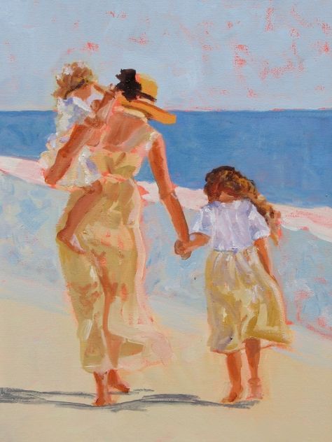 raise two amazing, happy, smart, kind, and adventure-seeking daughters Mother And Two Daughters, Mother Daughter Art, Mother Art, Two Daughters, Mother And Daughter, Beach Scenes, Beach Art, Mother And Child, Mothers Love