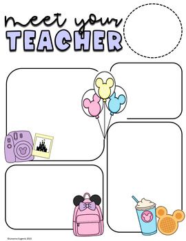 Meet the Teacher Editable Disney by Levanna Eugenio | TPT Meet The Teacher Backdrop, Disney World Classroom Theme, Meet Your Teacher, Pink Classroom, Elementary Special Education Classroom, Template Pastel, Disney Themed Classroom, Classroom Meetings, Toddler Lessons