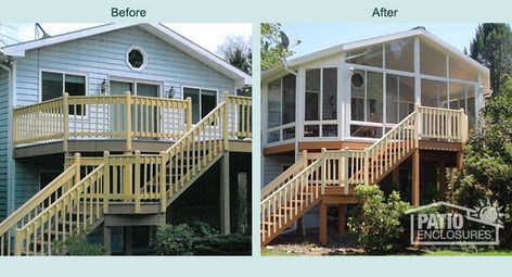 Three Season Sunroom Before & After Pic Building A Sunroom, Home Addition Before And After, 3 Season Sunroom, Three Season Porch, 3 Season Room, House Addition, Three Season Room, Albany New York, Patio Enclosures