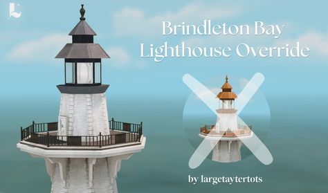 Brindleton Bay Lighthouse Override by LargeTayterTots | Patreon University Sims 4, Sims 4 Overrides, Sims 4 Victorian, Maxis Mix Cc, Sims 4 Aesthetic, Brindleton Bay, Cool Pool Floats, Sims 4 Decor, Sims 4 Tsr