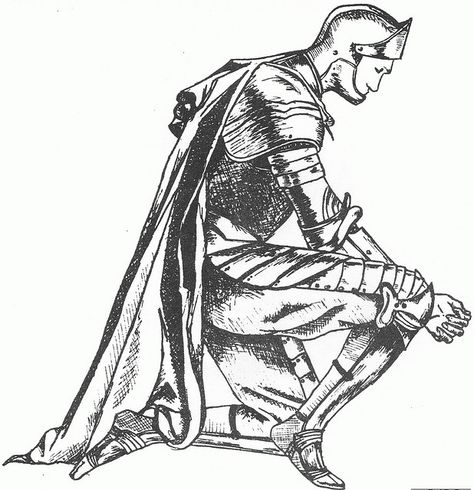 The White Knight Kneeling by KevyD, via Flickr Guy Kneeling Pose, Knight Kneeling, Drawing Reference Poses Male, The White Knight, Drawing Poses Male, Poses Male, Knight Drawing, King Drawing, White Knight