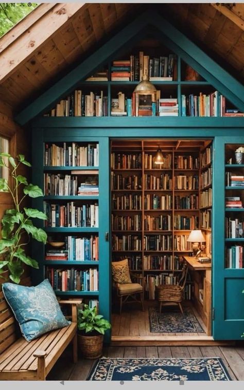 Reading Cabin, Reading Shed, Small Home Library, All About Books, Cozy Home Library, Reading Corners, Bookshelves In Bedroom, Library Inspiration, Public Libraries