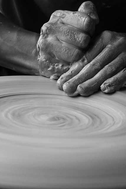 I need to focus on throwing cuz I would love to be good at it but not sure I have the attention span. For now hand building is my obsession. Working Hands, Hand Photography, Keramik Design, Pottery Studio, Create Art, Yin Yang, White Photography, Black And White Photography, Ceramic Art