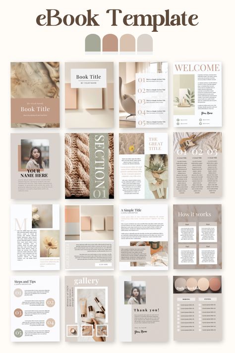 Digital Product Template, Aesthetic Ebook Template, Canva Calendar Templates, Ebook Designs Layout Minimalist, Workbook Design Ideas, Ebook Template Design Canva, Canva Digital Product Ideas, Digital Products Ideas, Book Template Aesthetic