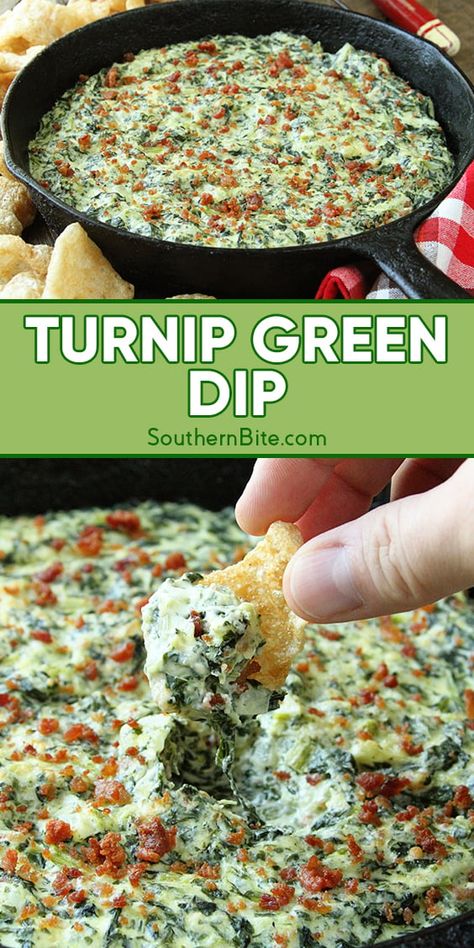 Turnip Green Dip, Turnip Green Dip Recipe, Green Dip Recipe, Southern Appetizers, Fiesta Food, Savory Dips, Turnip Recipes, Green Dip, Picnic Potluck