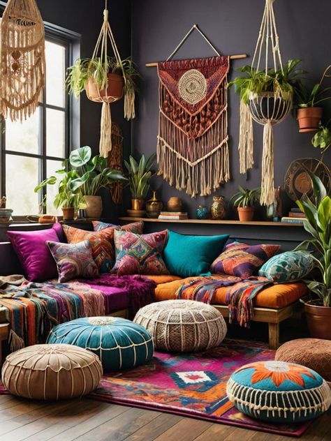 Mexican Living Room, Living Room Transformation, Vibrant Living Room, Colorful Throw Pillows, Bohemian Living, Room Transformation, Chic Living Room, Bohemian Living Room, Boho Living