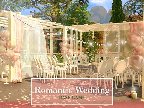 Pralinesims' Romantic Wedding Sims 4 Wedding Venue Cc, Sims 4 Vintage, Sims 4 Wedding Dress, Sims 4 Modern House, Lotes The Sims 4, The Sims 4 Lots, Baby Shower Venues, Paradise Wedding, Cc Sims4