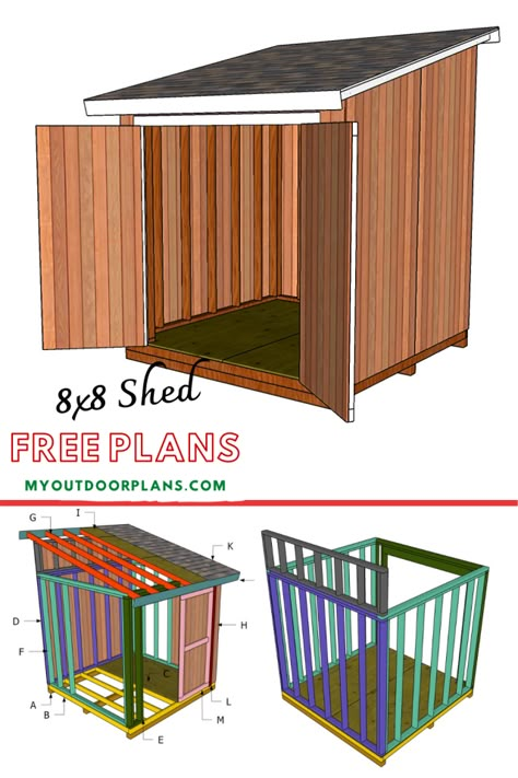 8x8 Lean to Shed - Free DIY Plans | HowToSpecialist - How to Build, Step by Step DIY Plans Shed Frame Plans, 8x8 Shed Plans Free, Pool Oasis Backyard, Build A Lean To Shed, Lean Shed, 8x8 Shed, Pre Built Cabins, Building A Wood Shed, Shed Frame