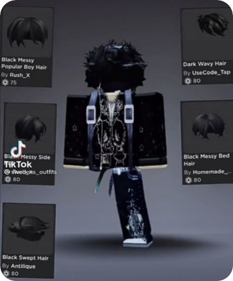 Roblox Hair Combos, Goth Roblox Avatars, Roblox Avatar Codes, Gothic Hoodies, Boy Avatar, Emo Boy Hair, Roblox Sets, Emo Fits, Blonde Hair Boy