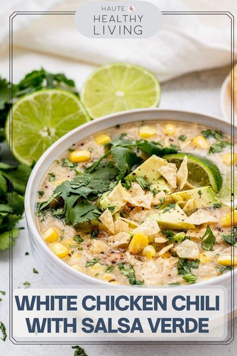 Chicken Chili With Salsa Verde, White Chicken Chili With Salsa, Chili With Salsa, Easy White Chicken Chili, Slow Cooker White Chicken Chili, Chicken Chili Verde, Chicken Verde, White Chicken Chili Slow Cooker, Slow Cooker Salsa