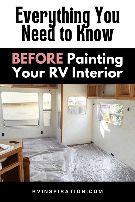 Everything you need to know about how to paint RV interior cabinets and walls, including how to prep fake wood for painting, how to paint RV wallpaper, the best type of primer to use on RV cabinets, which paint to choose, how to paint an RV ceiling, tips from professional RV renovators, mistakes to avoid, and much more. | rvinspiration.com #RVpainting #RVRenovation #RVMakeover Painting Rv Walls, Rv Wallpaper, Paint Rv, Rv Cabinets, Ceiling Remodel, Rv Upgrades, Camper Diy, Rv Interior Remodel, Fake Wood