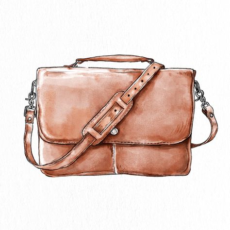 Men's messenger bag vector hand drawn fashion illustration | premium image by rawpixel.com / ton Messenger Bag Drawing, Hand Bag Illustration, Drawing Bags, Backpack Design Concept, Bags Illustration, Leather Drawing, Office Bags For Men, Men's Messenger Bag, Bag Drawing