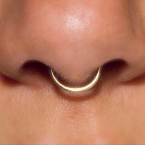 Gold Fake Septum Ring, 18 Gauge, 14k No Piercing Required. Brand New, Never Used Closed Septum Piercing, Dainty Septum Piercing Hoop, Small Septum Piercing Hoop, Septum Piercing Cute, Oracle Character, Wendigo Oc, Cute Septum Piercing, Septum Piercing Gold, Gold Septum Piercing