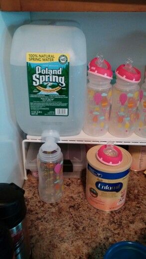 Some people have a coffee station, we have a formula station! Baby Formula Station In Kitchen, Formula Station Kitchen, Bottle Station Baby Kitchen, Formula Station, Baby Bottle Station, Coffee Formula, Baby Formula Storage, Baby Bottle Organization, Baby Room Organization