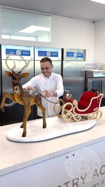 Amaury Guichon on Instagram: "Chocolate Reindeer! 🦌🛷 Getting ready for Christmas deliveries! 🎁 #amauryguichon #chocolate" The Chocolate Guy, Amari Guichon, Chef Amaury Guichon Videos, Amary Guichon, Amaury Guichon Video Chocolate, Chocolate Masterpiece, Chocolate Guy, Chocolate Man, Chocolate Reindeer