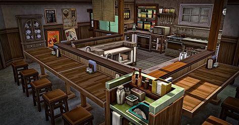 Sims 4 Restaurant, Sims 4 House Plans, Casas The Sims 4, Sims Building, Interior Sketch, Sims 4 Build, Sims 4 Houses, Japanese Restaurant, Sims House