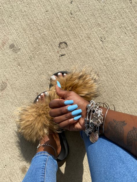 Light Blue Nails Acrylic, Nail Ideas Black, Acrylic Nails Blue, Sky Blue Nails, Cute Nail Colors, Blue French Tips, Blue Toes, Light Blue Nails, Acrylic Toes