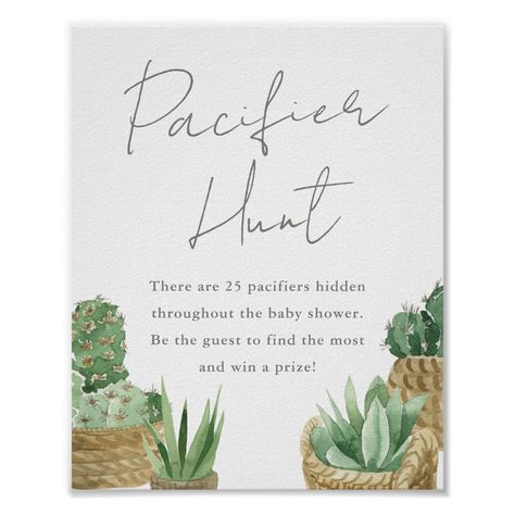 Simple Succulent Pacifier Hunt Baby Shower Poster March Baby Shower, Pacifier Hunt, Plant Illustrations, March Baby, Baby Shower Brunch, Simple Baby Shower, Bloom Baby, Modern Baby Shower, Cactus Plant