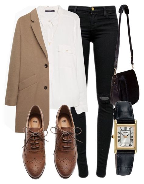 Untitled #4174 by laurenmboot ❤ liked on Polyvore featuring J Brand, Violeta by Mango, A.P.C., H&M, Jeweliq, Nomadic and Seiko Audrey Hepburn Outfit, Minimalist Moda, Mode Shoes, Looks Jeans, Mode Casual, Brown Shoes, Mode Inspo, 가을 패션, Mode Inspiration