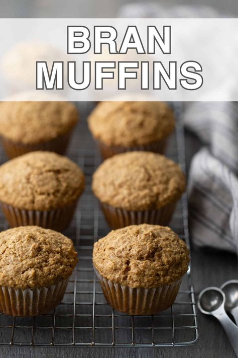 This recipe for hearty bran muffins is the perfect healthier on-the-go option when you need it! Wholesome, flavorful, and delicious, these bran muffins come together in 30 minutes with no mixer required. Choose your favorite add-ins like raisins, nuts, or fruit. #branmuffins #branmuffinsrecipe #muffinrecipe All Bran Muffins Recipe, All Bran Muffins, Bran Muffins Healthy, Crumb Cake Muffins, Bran Muffin, Bran Muffin Recipes, Banana Oat Muffins, Cookie Crisp, Peanut Butter Banana Muffins