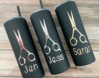 Cricut Hairdresser Gifts, Hairdresser Party Ideas, Glitter Water Bottles, Glitter Water, Water Bottle Stainless Steel, Hairdresser Gift, Hair Stylist Gifts, Vinyl Gifts, Engraved Tumbler