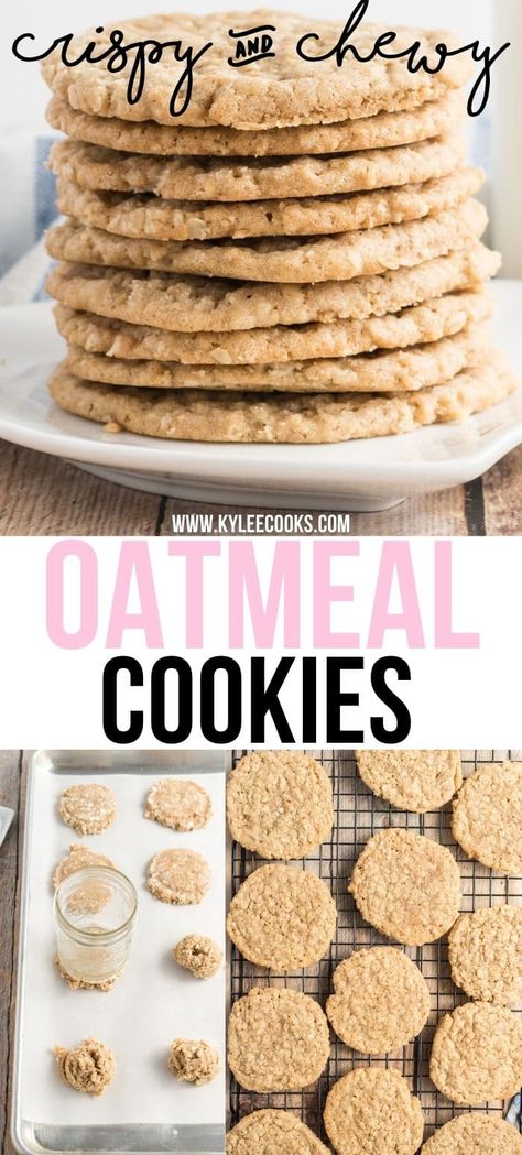 These crispy-chewy oatmeal cookies are the absolute BEST kind of cookie. Crisp, with a slight chew, lots of vanilla, and butter and EASY to make! #oatmeal #cookies #baking #kyleecooks Easy Oatmeal Cookies, Chewy Oatmeal Cookies, The Best Oatmeal, Best Oatmeal Cookies, Oatmeal Cookies Easy, Soft Cookie Recipe, Cookie Crisp, Oatmeal Cookies Chewy, Easy Oatmeal