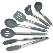 Check this deal out on Amazon Grey And Green Kitchen, Green Kitchen Utensils, Silicone Utensils, Silicone Utensil Set, Stainless Steel Kitchen Utensils, Silicone Kitchen Utensils, Slotted Spoon, Slotted Spoons, Potato Masher