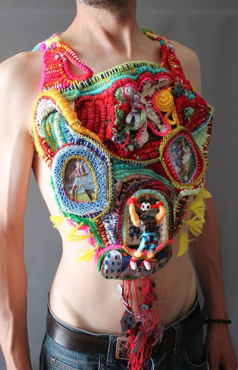 Isobel Moore Textile Art, Sculpture Textile, Gilet Crochet, Creative Textiles, Freeform Crochet, Upcycled Fashion, Textile Jewelry, Art Textile, Crochet Art