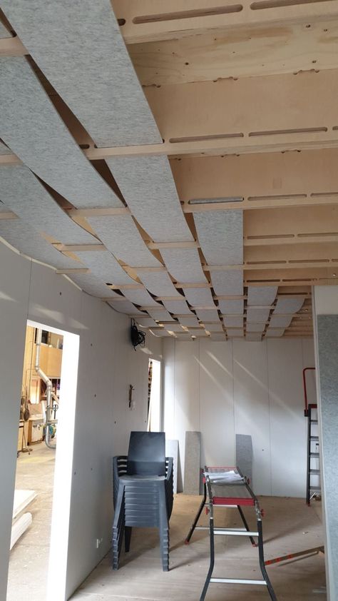 Interior Ceiling Design, Basement Ceiling, Ceiling Treatments, Diy Ikea, False Ceiling, The Ceiling, Acoustic Panels, Ikea Hacks, Basement Remodeling