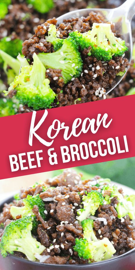 Korean Bbq Broccoli, Korean Beef And Broccoli Bowl, Korean Beef And Broccoli, Korean Ground Beef And Broccoli, Beef And Broccoli Sauce, Beef With Broccoli Recipe, Korean Beef Recipes, Ground Beef And Broccoli, Korean Ground Beef