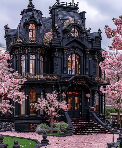 Pink Villa, Victorian Gothic House, Old World Home, Home Aesthetics, Creepy Houses, Cottage Aesthetic, Villa House, Pink Stuff, Gorgeous Houses