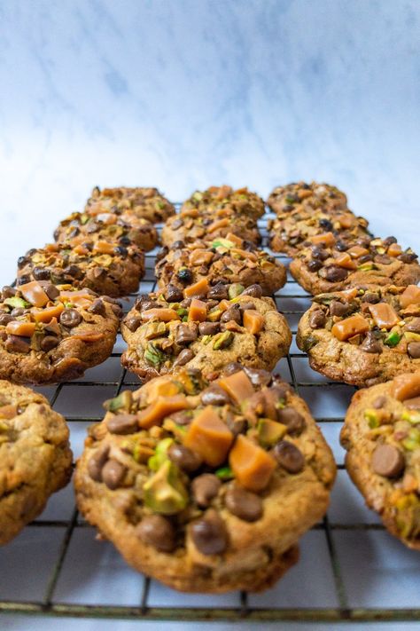 Pistachio Toffee Chocolate Chip Cookies - Gideon's Bakehouse Copycat • Pistachio Toffee Cookies, Disney's Gideon's Bakehouse Pistachio Toffee Chocolate Cookies, Gideons Bakehouse Copycat, Gideon’s Bakehouse Copycat Recipe, Gideons Bakehouse Cookie Recipe Copycat, Gideon Cookies, Gideons Cookies, Pistachio Toffee, Gideon's Bakehouse