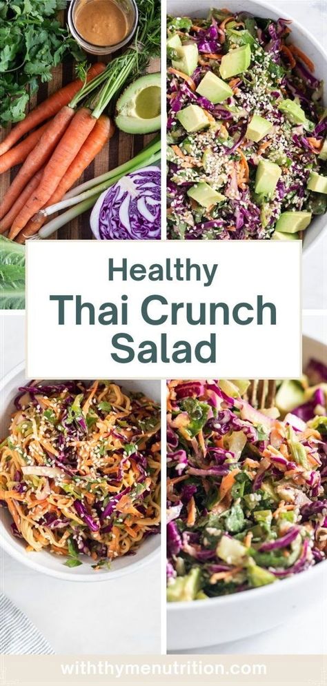 Thai Crunch Salad with Peanut Dressing is healthy, flavorful and so easy to make! It's incredible as-is and great for customizing with your favorite proteins! Perfect for any occasion or season! Thai Broccoli, Peanut Dressing Recipe, Salad With Dressing, Thai Crunch Salad, Salad With Peanut Dressing, Easy Vegetable Side Dish, Walnut Chicken Salad, Low Carb Dairy Free, Walnut Chicken