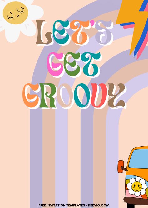 Cool 7+ Get Groovy Retro Hippie Canva Birthday Invitation Templates How to throw a Groovy Birthday Party We had a great time throwing a Groovy Birthday Party for both of my daughters last week! So far, my favorite theme has been the hippie birthday party. If you are p... Groovy Invitation Template, 70s Retro Party, Yearbook Club, Two Groovy Birthday Party, Flower Power Party, Five Is A Vibe, 70th Birthday Party Ideas, Hippie Birthday Party, Groovy Birthday Party