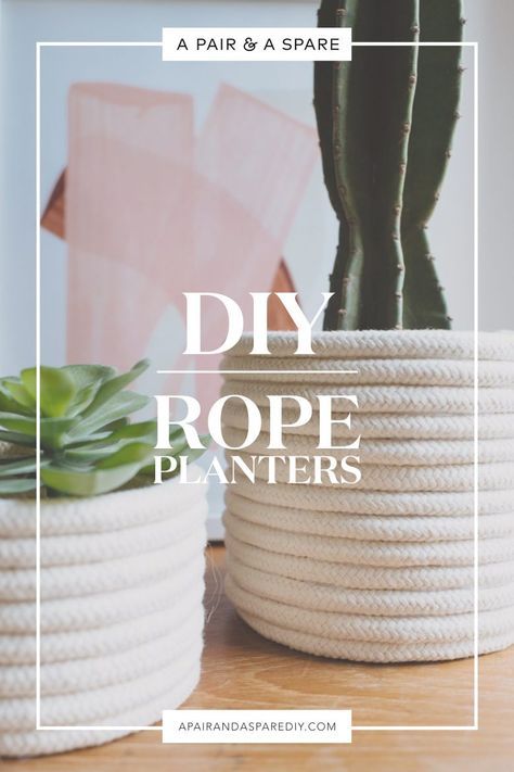 A Pair & A Spare | DIY Rope Planter Plant Basket Diy, Diy Rope Design, Rope Planter, Rope Projects, Plant Pot Diy, Diy Bowl, Fleurs Diy, Deco Nature, Rope Crafts Diy