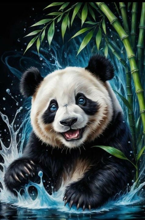 Panda Bears Wallpaper, Panda Bear Art, Diy Panda, Panda Artwork, Panda Painting, Cute Tattoo Ideas, Raccoon Family, Creature Fantasy, Teddy Bear Wallpaper