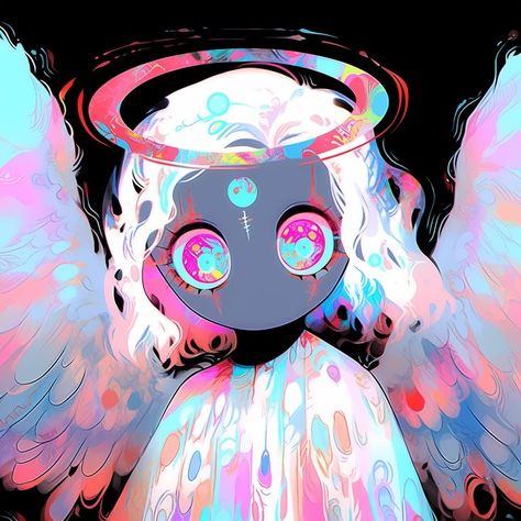 Angels In The Sky, Arte Monster High, Creepy Art, Character Design Animation, Anime Wall Art, Rainbow Art, Funky Art, Surreal Art, Pretty Art