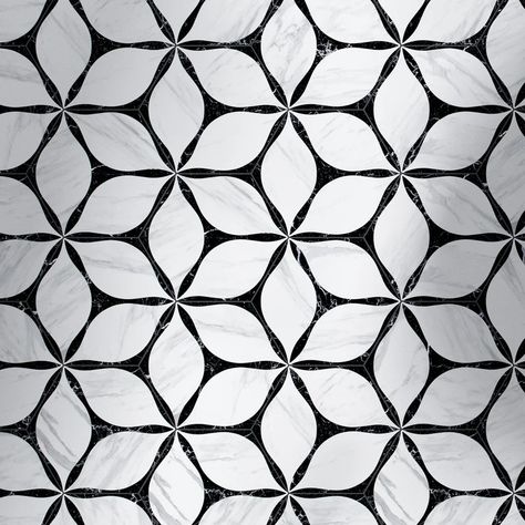 Supreme Tile Corola 8" x 9" Porcelain Patterned Wall & Floor Tile & Reviews | Wayfair Shower Mosaic, Patterned Wall, Matte Porcelain Tile, Black And White Tiles, Porcelain Floor, Hexagon Tiles, Beauty Design, Natural Stone Tile, Porcelain Flooring