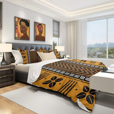 African Decor Bedroom, African Decor Living Room, African Bedroom, African Style Decor, Draps Design, African Vibes, Afrocentric Decor, African Interior Design, African Furniture