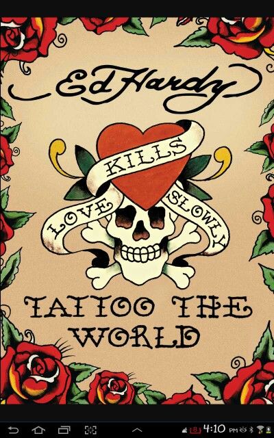 Ed Hardy - Love Kills Slowly Ed Hardy Designs, Ed Hardy Tattoos, Don Ed Hardy, Becoming A Tattoo Artist, Aesthetic Tattoos, Drawing Tattoo, Red Tattoos, Traditional Tattoo Art, Modern Tattoos