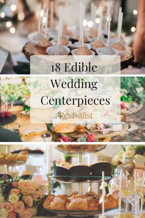 Here are a few ideas for edible wedding centerpieces that you can try out for your nuptials! Dessert As Centerpieces Wedding, Wedding Edible Centerpieces, Bundt Cake Centerpieces Wedding, Dessert Centerpiece Ideas, Edible Centerpiece Ideas, Appetizer Centerpieces, Edible Centerpieces Wedding, Food Centerpieces Wedding, Rustic Dessert Table Wedding