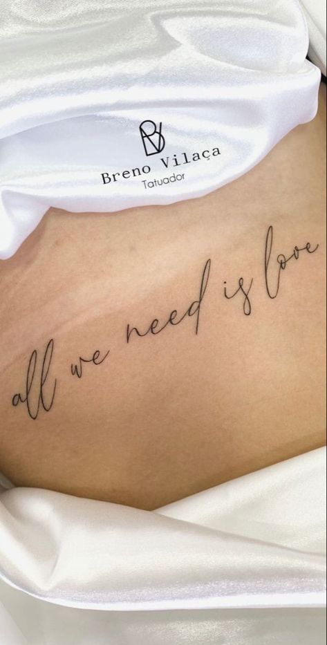 All We Need Is Love Canserbero, All We Need Is Love Tattoo, All We Need Is Love, Cursive Tattoos, Tattoo Desings, Elegant Tattoos, Word Tattoos, Simplistic Tattoos, Love Tattoos