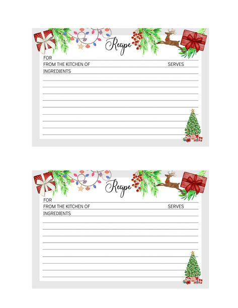 Christmas Jpg, Holiday Recipe Card, Christmas Recipe Cards, Recipe Cards Printable Free, Printable Recipe Card, Recipe Book Diy, Christmas Things To Do, Recipe Paper, Recipe Cards Template