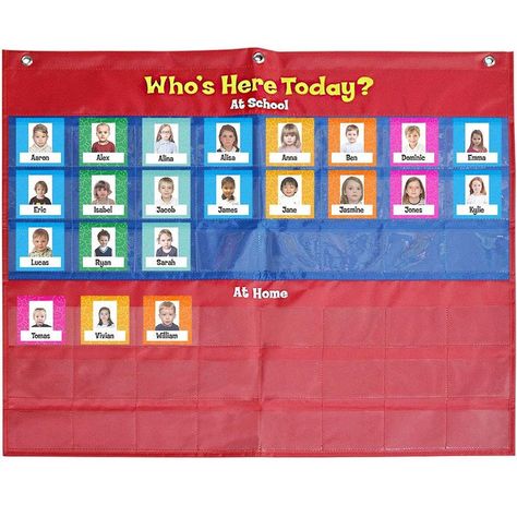 Attendance Pocket Chart with 72 Cards,Pocket Chart for Classroom Classroom Attendance Chart, Classroom Attendance, Attendance Chart, Cards Teacher, Classroom Kindergarten, Classroom Goals, Teacher Accessories, Prek Classroom, Preschool Classroom Decor