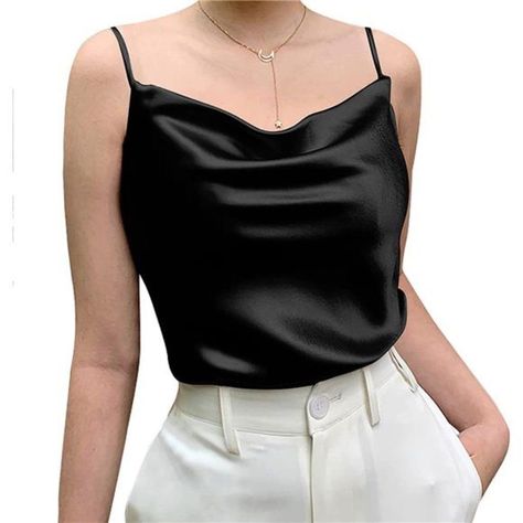 Silk Top Outfit Classy, Outfit Classy Casual, Silk Top Outfit, Trend Outfits, Satin Tank Top, Outfit Classy, Body Top, Classy Dress Outfits, Top Outfit